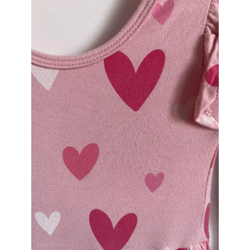 Kyte Baby Crepe Hearts Bamboo Long Sleeve Bodysuit Twirl 6-12 Months